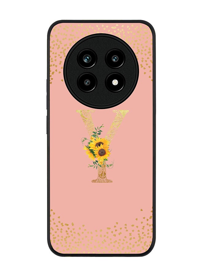 For Realme 13 Pro / 13 Pro+ Case,Slim fit Camera Protection, Shockproof Thin Phone cover  - Custom Floral Monogram - Y  (Rose Pink )